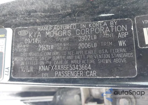 2015 Kia Forte Ex из США, поврежденный, VIN KNAFX4A86F5343664